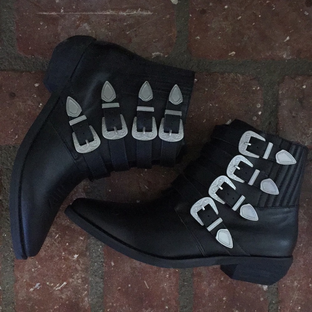 Kelsi Dagger Western Buckle Ankle Boots